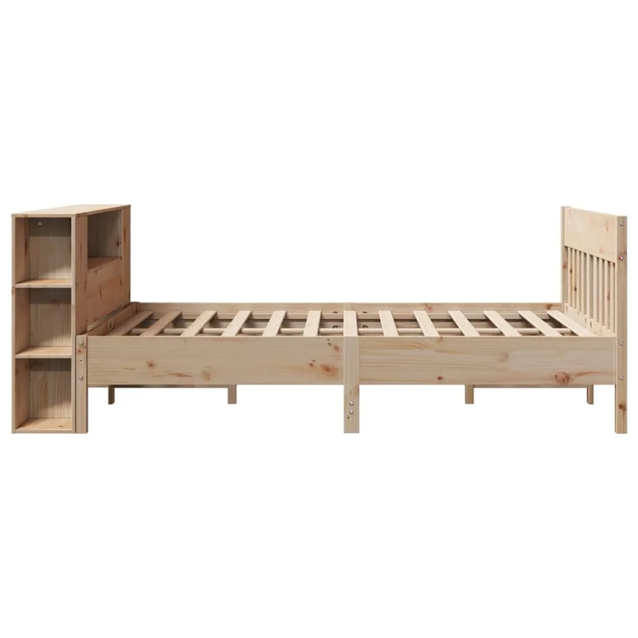 Lit bibliothèque sans matelas 160x200 cm bois massif de pin - 5