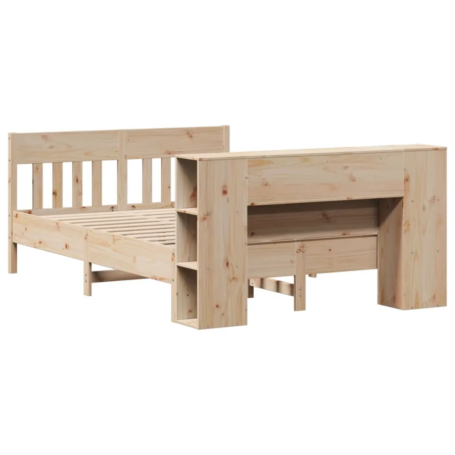 Lit bibliothèque sans matelas 160x200 cm bois massif de pin - 6