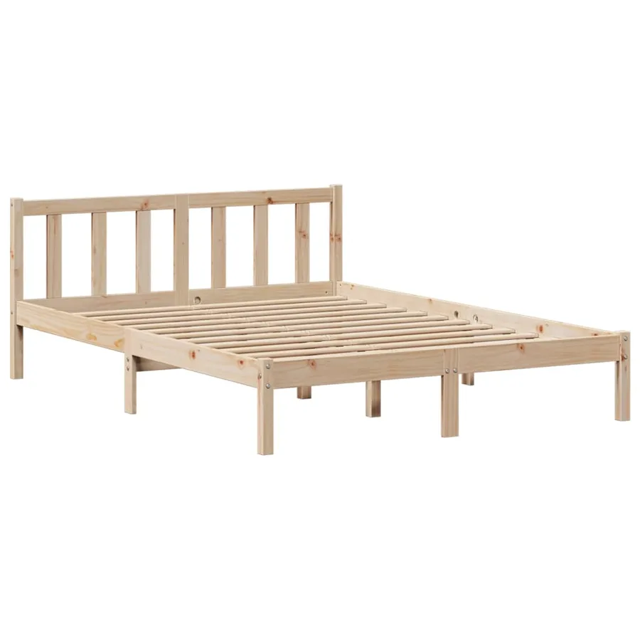 Lit bibliothèque sans matelas 160x200 cm bois massif de pin - 5