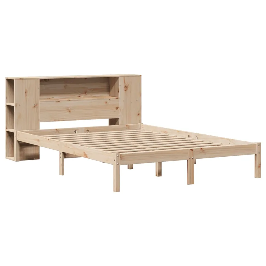 Lit bibliothèque sans matelas 160x200 cm bois massif de pin - 3