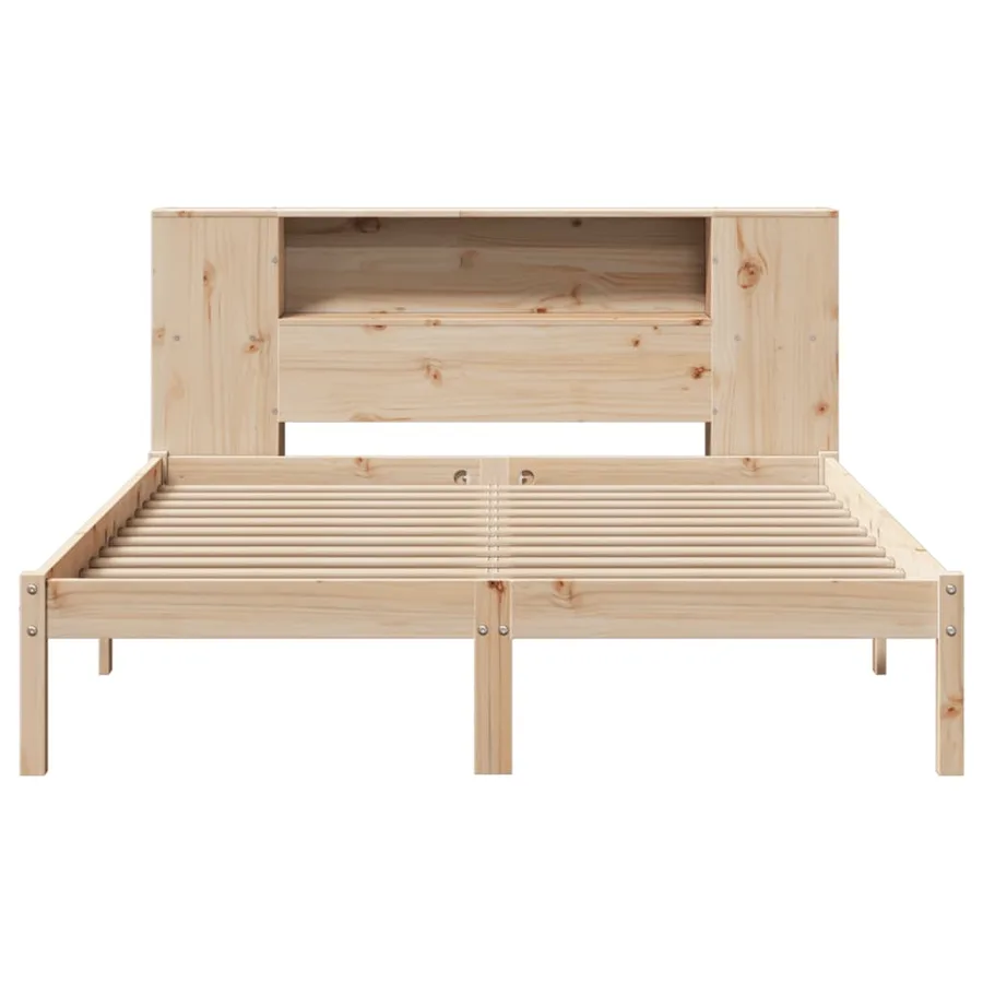 Lit bibliothèque sans matelas 160x200 cm bois massif de pin - 4