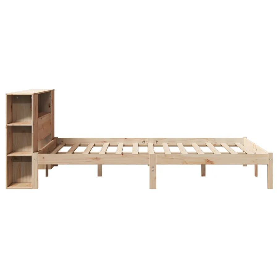 Lit bibliothèque sans matelas 160x200 cm bois massif de pin - 7