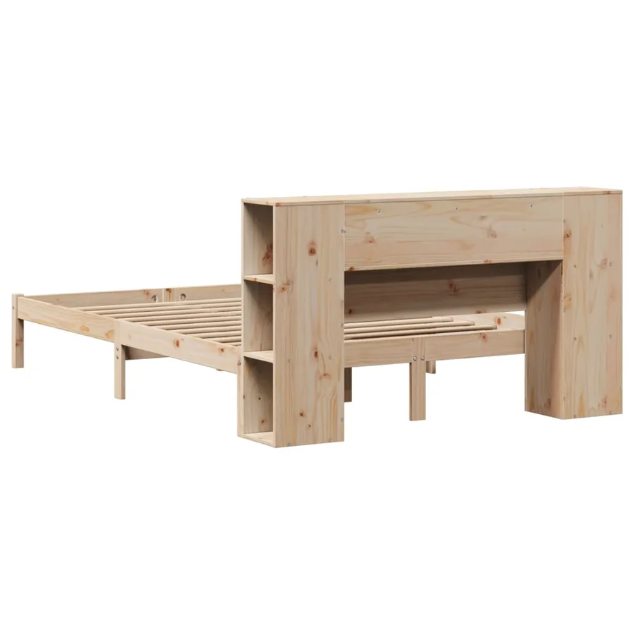 Lit bibliothèque sans matelas 160x200 cm bois massif de pin - 8