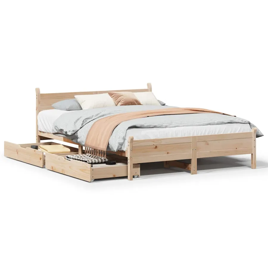 Cadre de lit sans matelas 140x190 cm bois de pin massif - 2