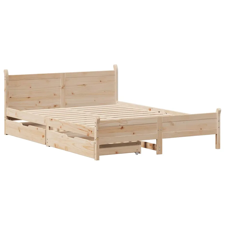 Cadre de lit sans matelas 140x190 cm bois de pin massif - 3
