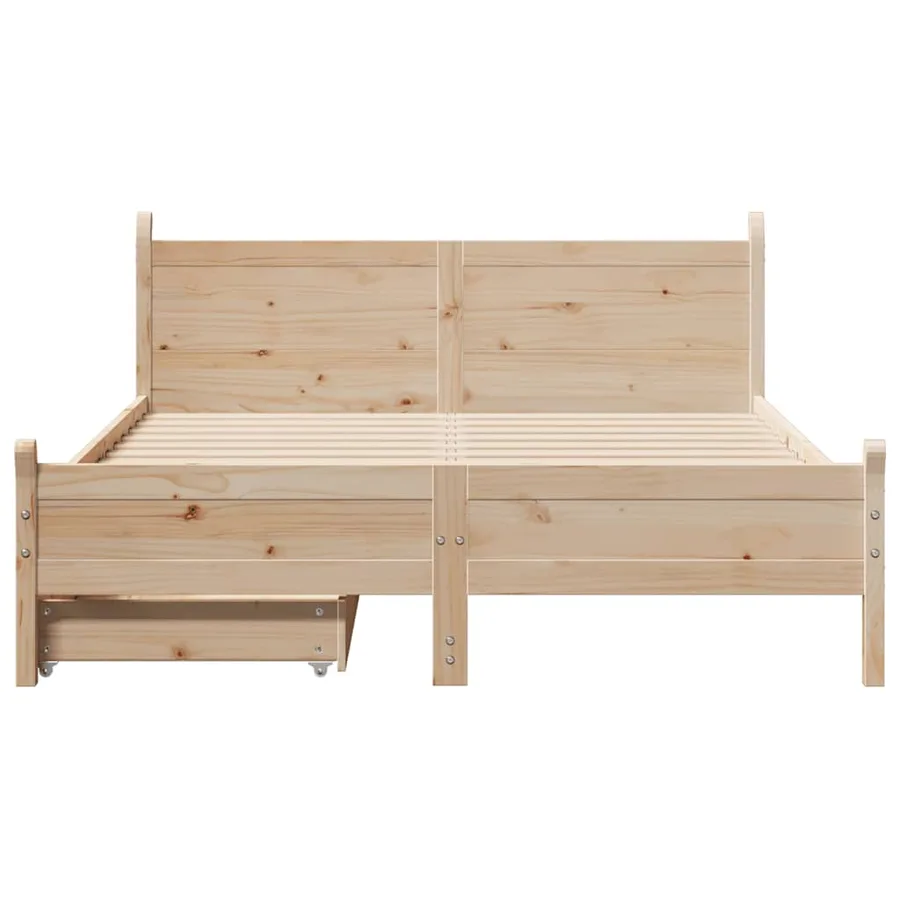 Cadre de lit sans matelas 140x190 cm bois de pin massif - 4