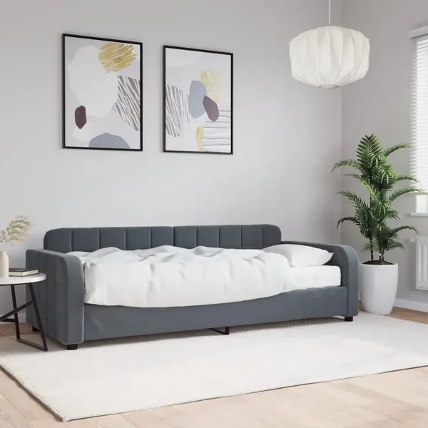 Lit de jour avec matelas gris foncé 80x200 cm velours
