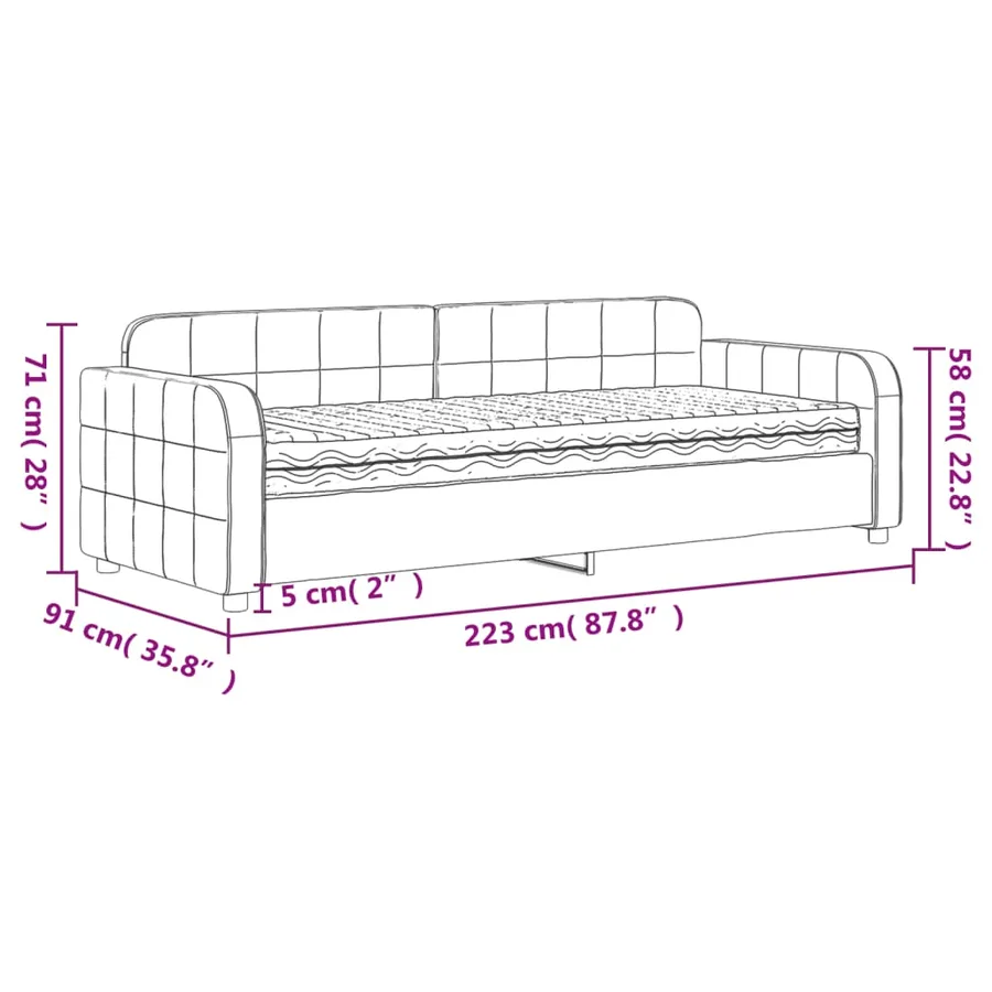 Lit de jour avec matelas gris foncé 80x200 cm velours - 12
