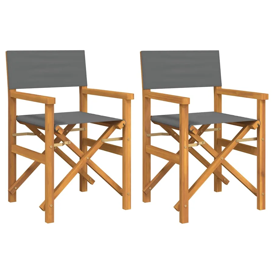 Chaises de metteur en scène pliantes lot de 2 Bois teck massif - 2