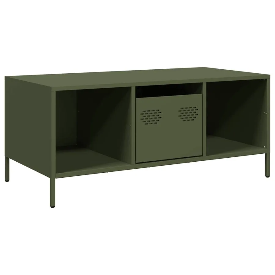 Table basse vert olive 101,5x50x43,5 cm acier laminé à froid - 2