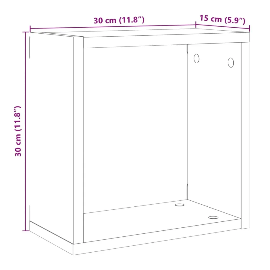 Étagères cube murales 6 pcs vieux bois 30x15x30 cm - 10