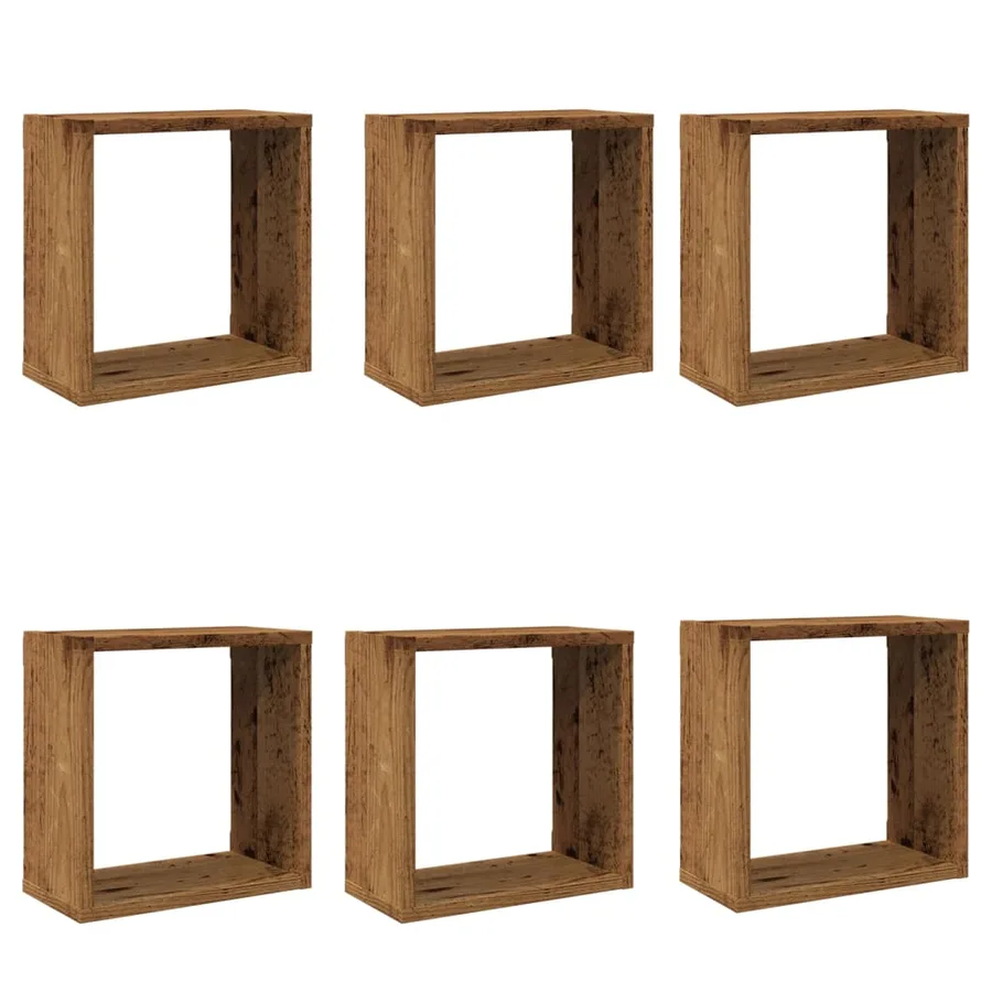Étagères cube murales 6 pcs vieux bois 30x15x30 cm - 2