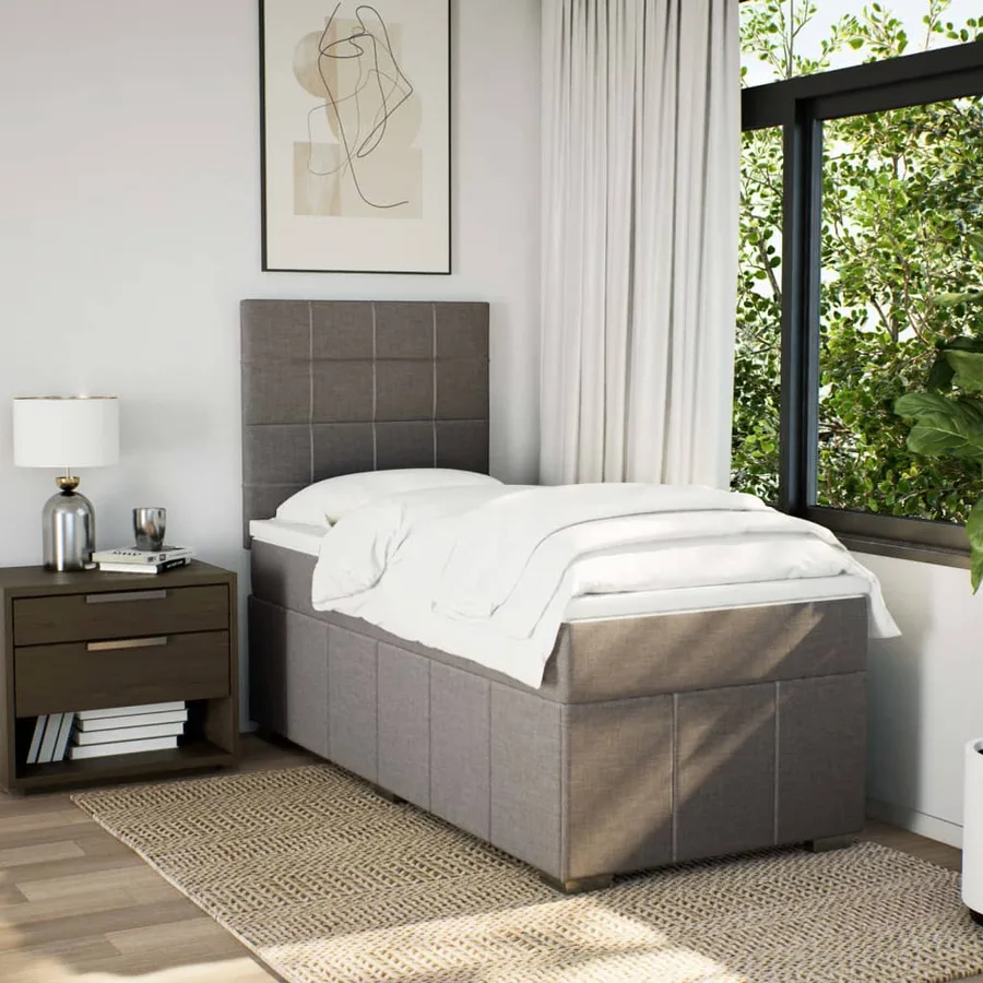 Sommier à lattes de lit avec matelas Taupe 90x190 cm Tissu - 5
