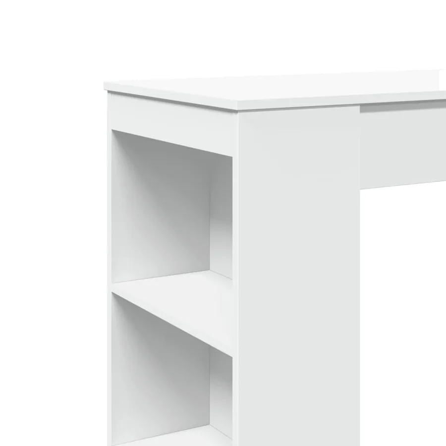 Table de bar avec étagères blanc bois d'ingénierie - 7