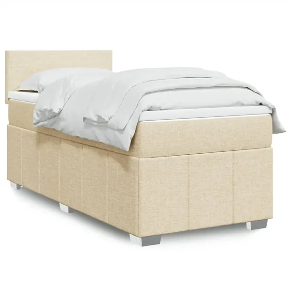 Sommier à lattes de lit avec matelas Crème 80x200 cm Tissu