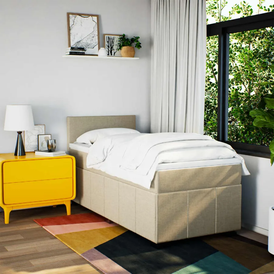 Sommier à lattes de lit avec matelas Crème 80x200 cm Tissu - 3