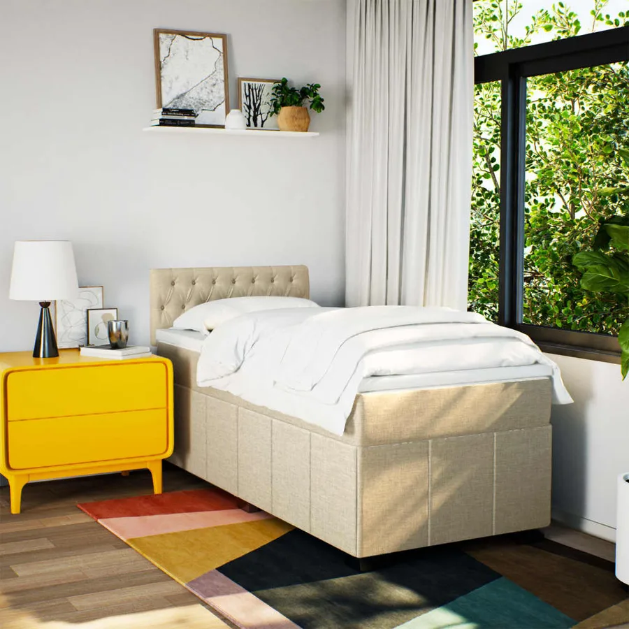Sommier à lattes de lit avec matelas Crème 80x200 cm Tissu - 4