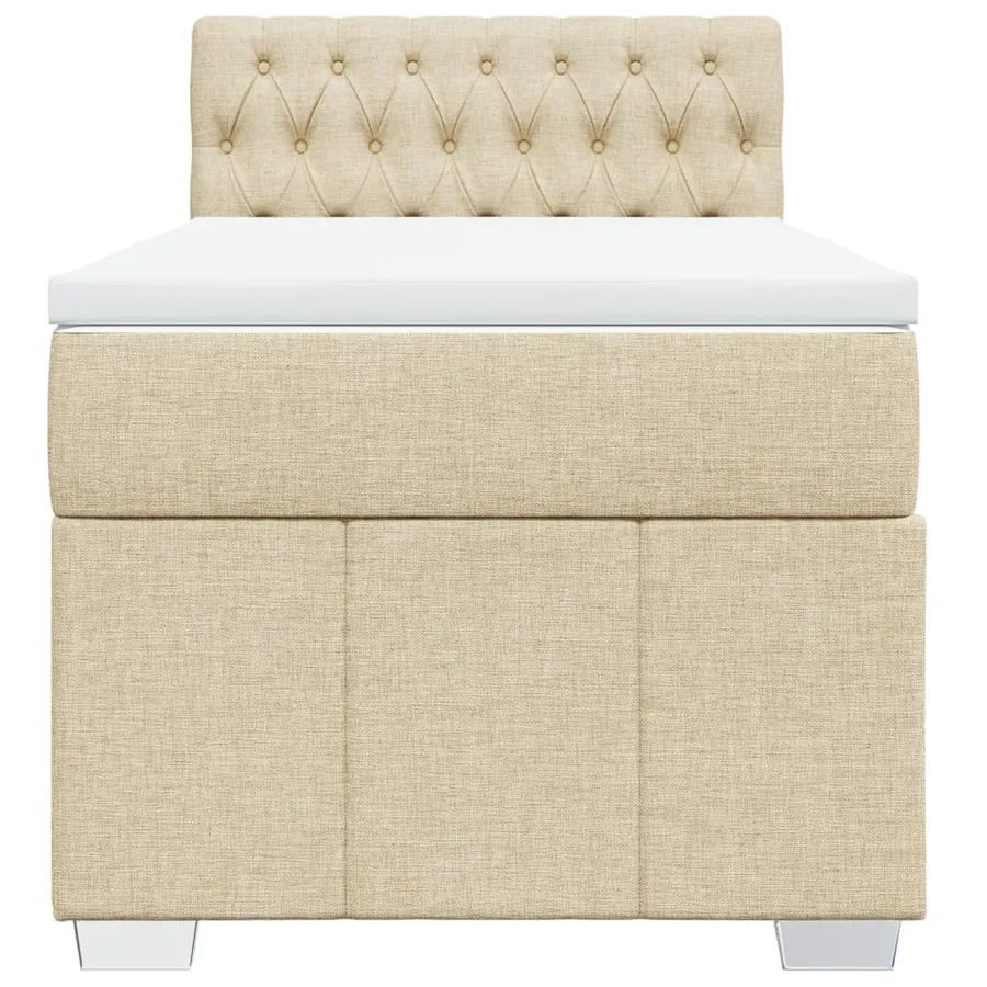 Sommier à lattes de lit avec matelas Crème 80x200 cm Tissu - 6