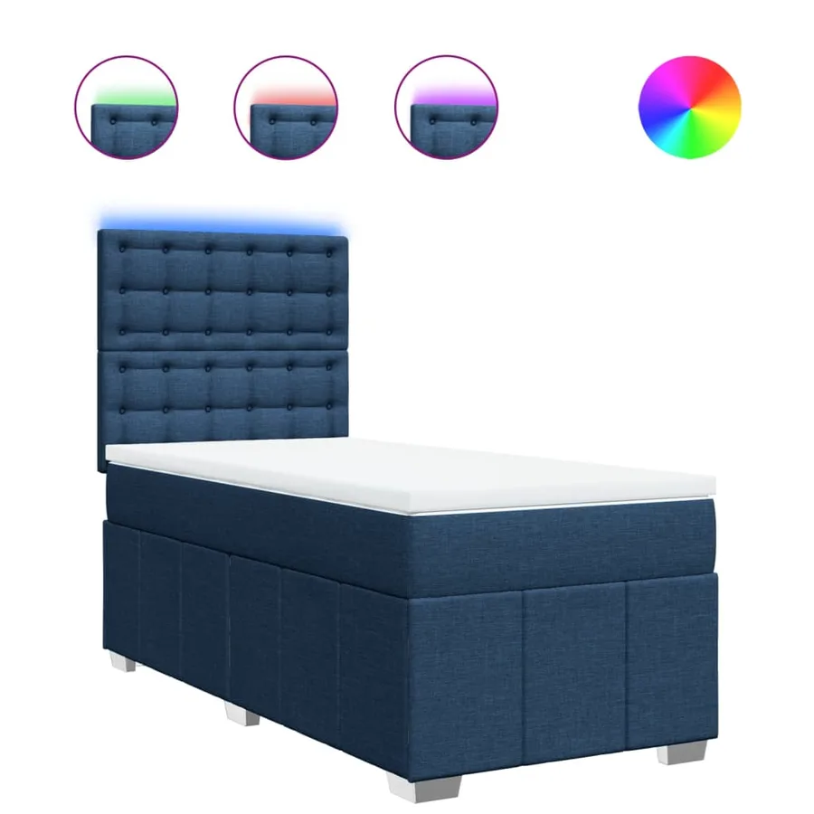 Sommier à lattes de lit avec matelas Bleu 100x200 cm Tissu - 2