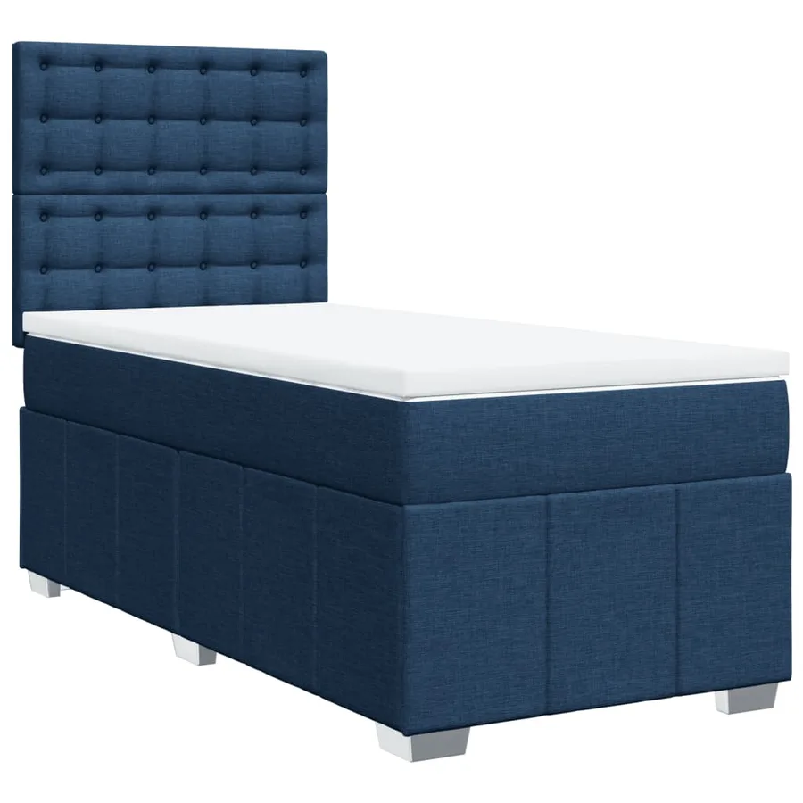 Sommier à lattes de lit avec matelas Bleu 100x200 cm Tissu - 3