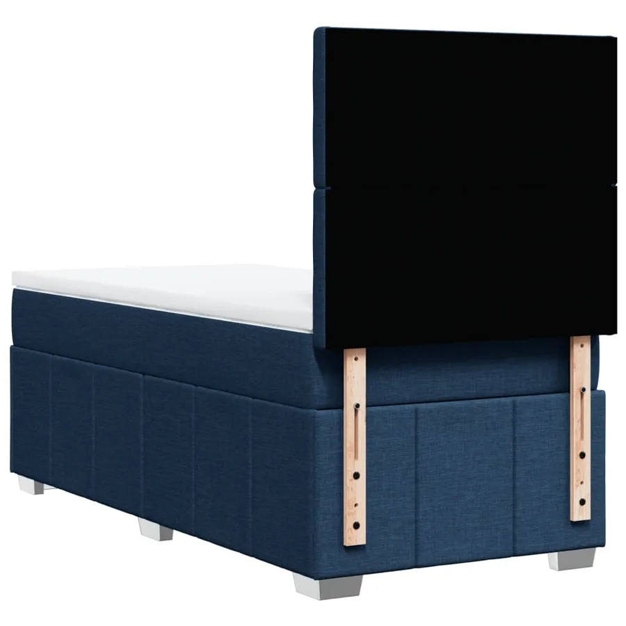 Sommier à lattes de lit avec matelas Bleu 100x200 cm Tissu - 8