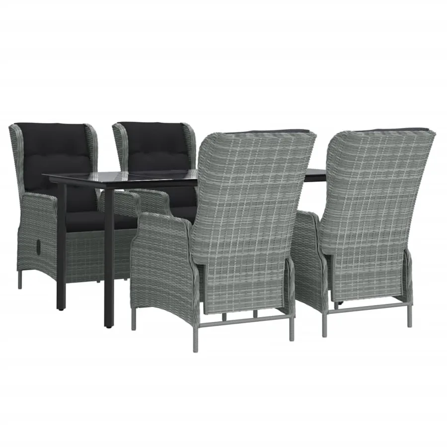 Ensemble à manger de jardin 5 pcs Gris clair Résine tressée - 3