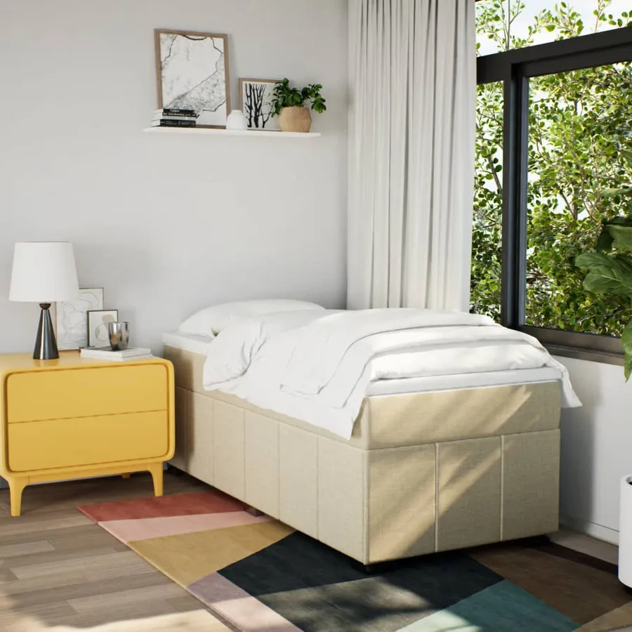 Sommier à lattes de lit avec matelas Crème 80x200 cm Tissu - 3