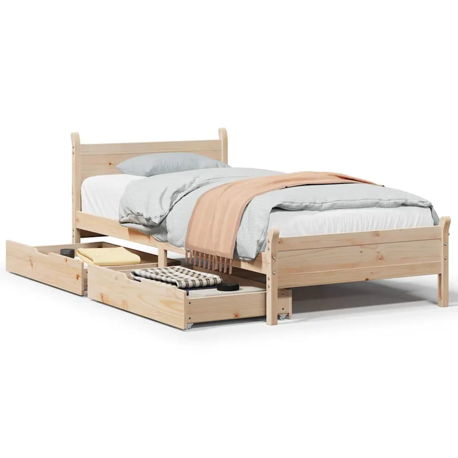 Cadre de lit sans matelas 75x190 cm bois de pin massif - 2