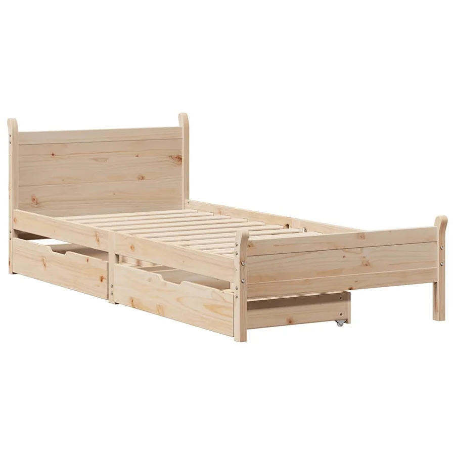 Cadre de lit sans matelas 75x190 cm bois de pin massif - 3