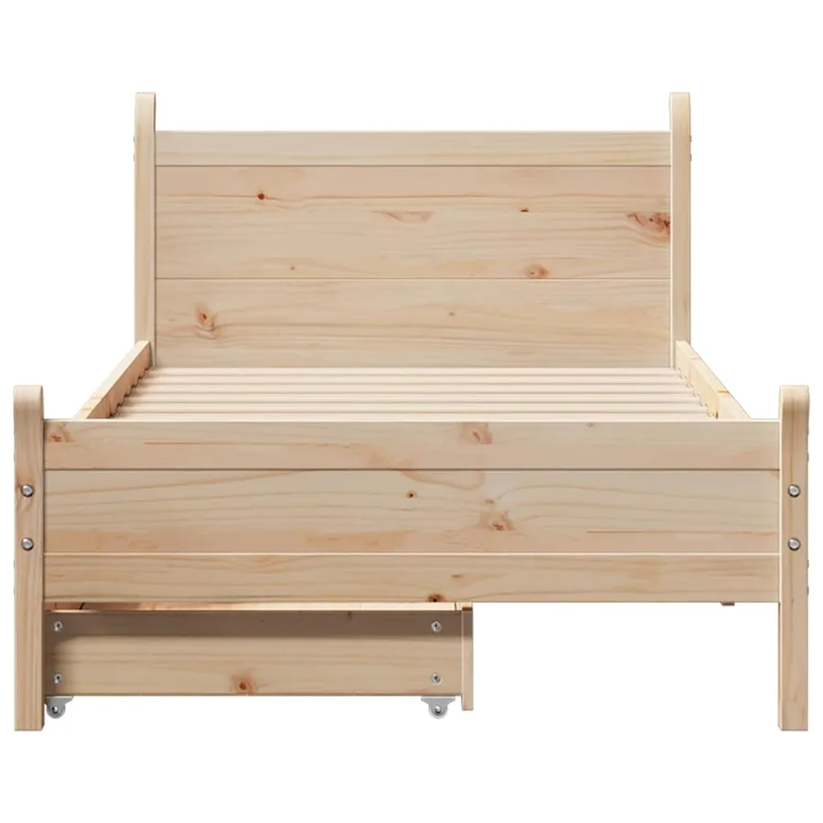 Cadre de lit sans matelas 75x190 cm bois de pin massif - 4
