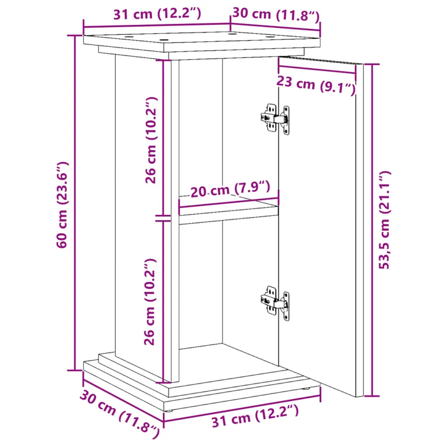 Piédestal avec rangement chêne sonoma bois d'ingénierie - 11