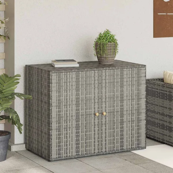 Armoire de rangement jardin Gris 100x55,5x80 cm Résine tressée