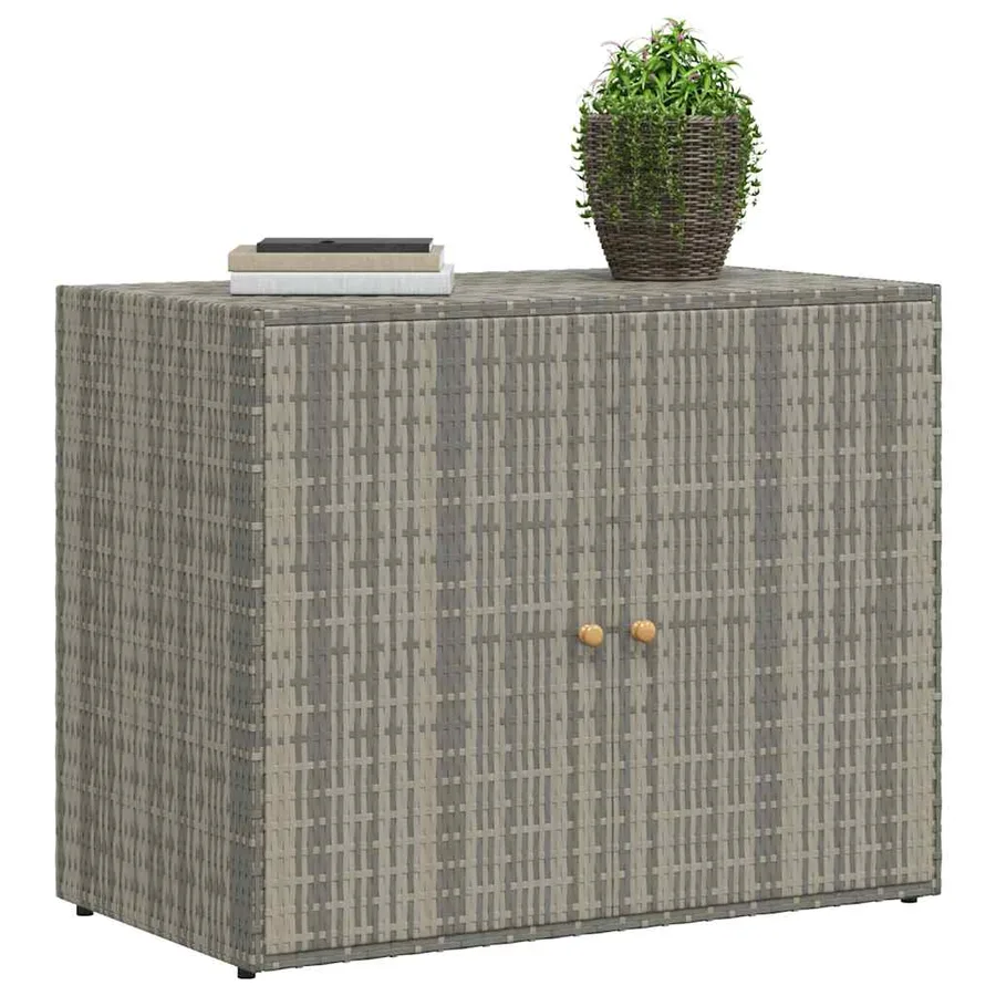 Armoire de rangement jardin Gris 100x55,5x80 cm Résine tressée - 4
