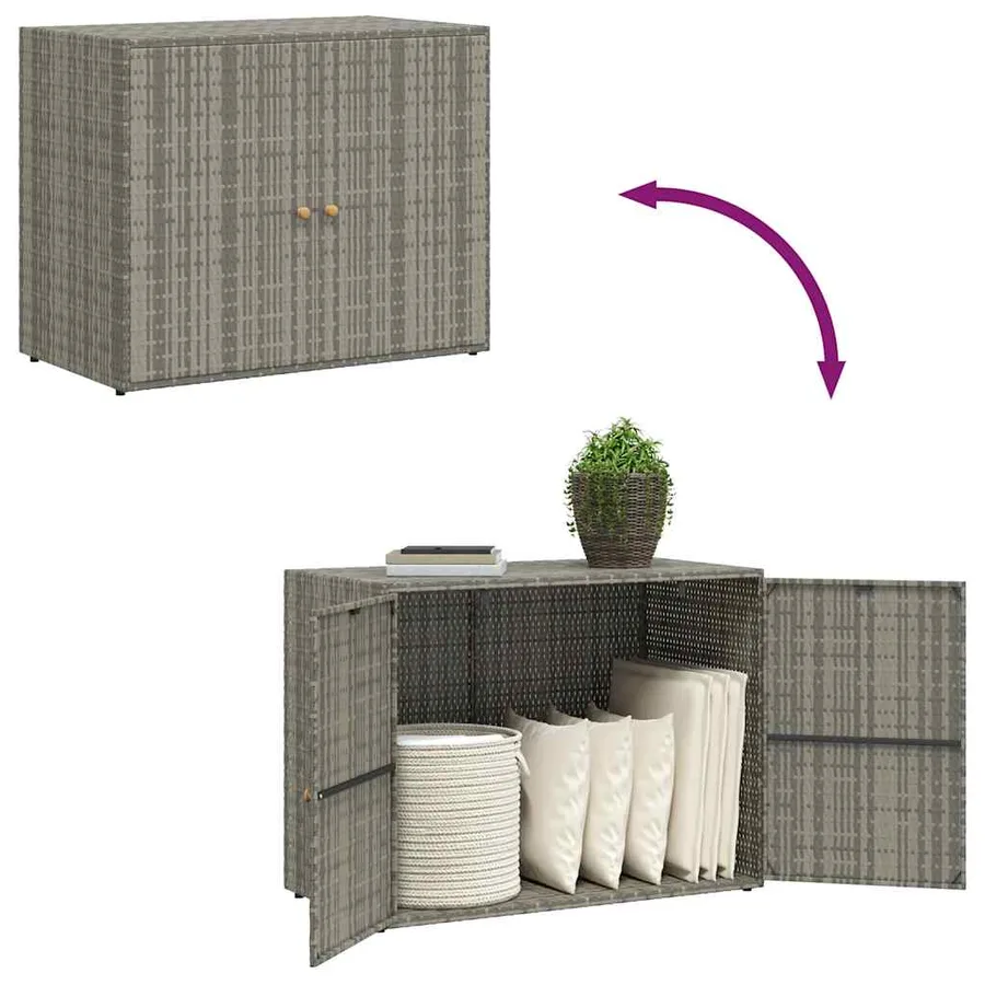 Armoire de rangement jardin Gris 100x55,5x80 cm Résine tressée - 9