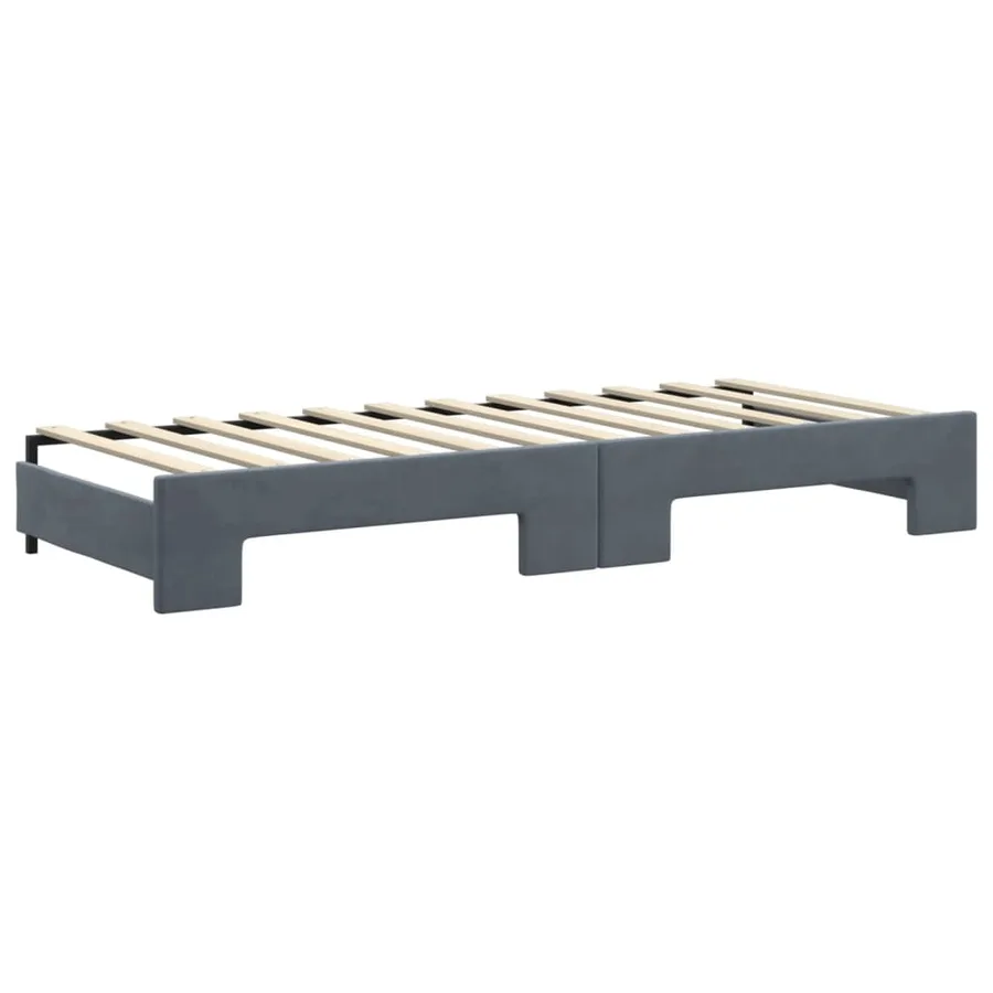Lit de jour avec gigogne sans matelas gris foncé 80x200 cm - 8