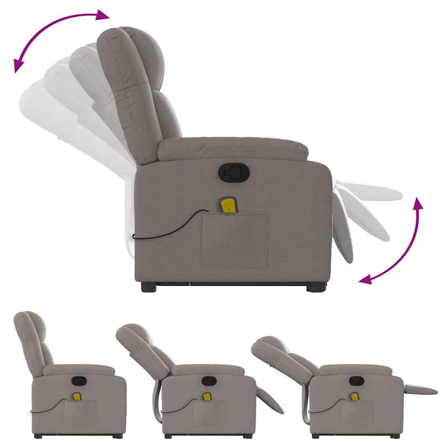 Fauteuil inclinable de massage Taupe Tissu - 7
