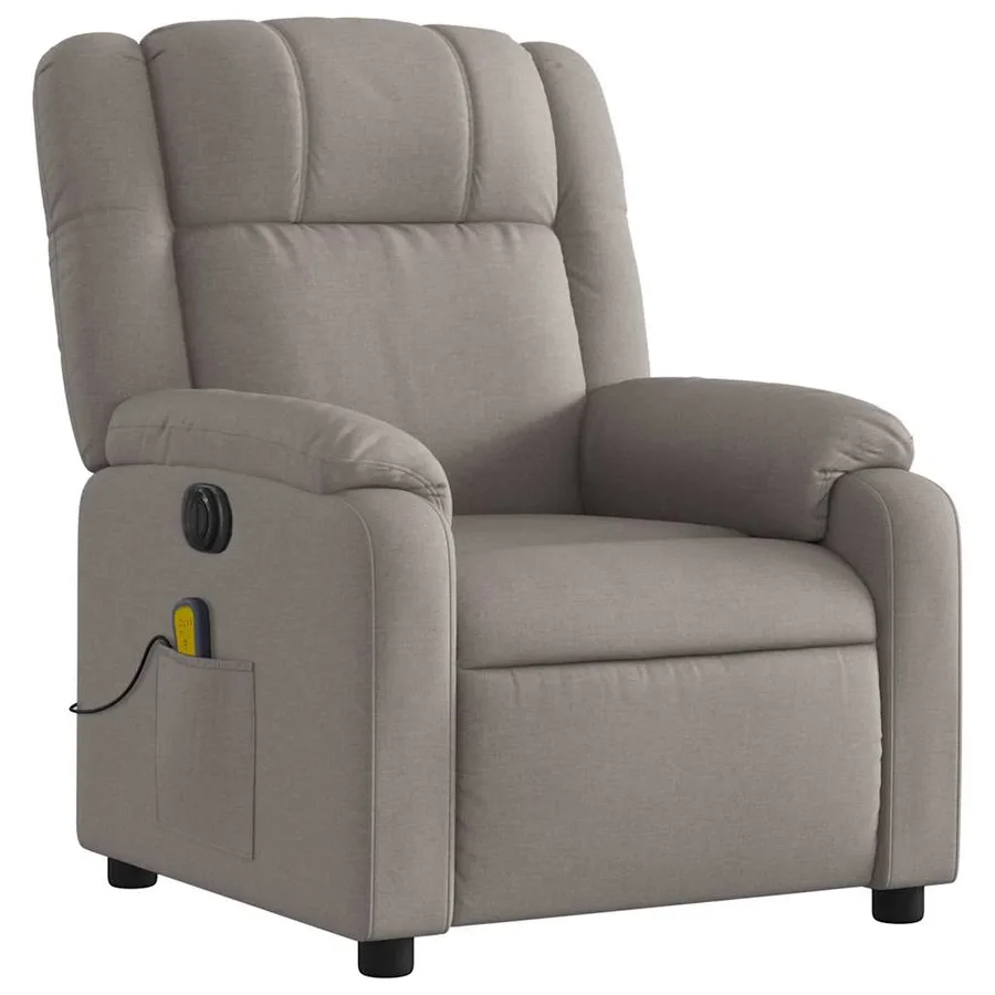 Fauteuil de massage inclinable électrique Taupe Tissu - 4