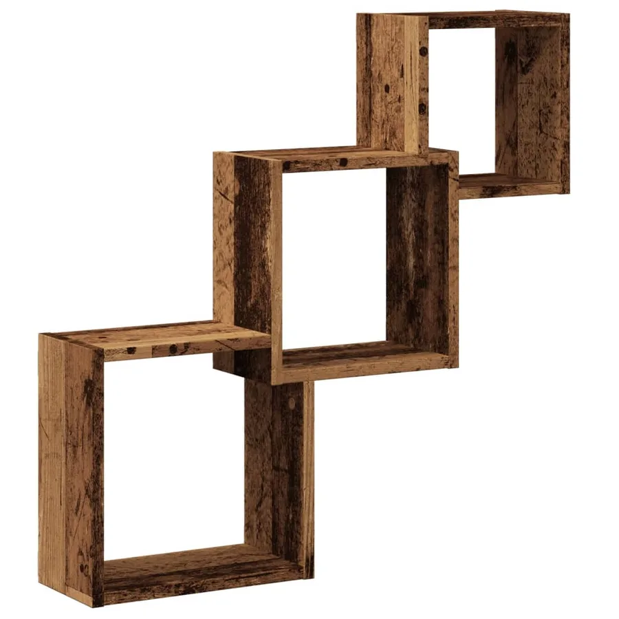 Étagère murale en forme de cube vieux bois bois d'ingénierie - 2
