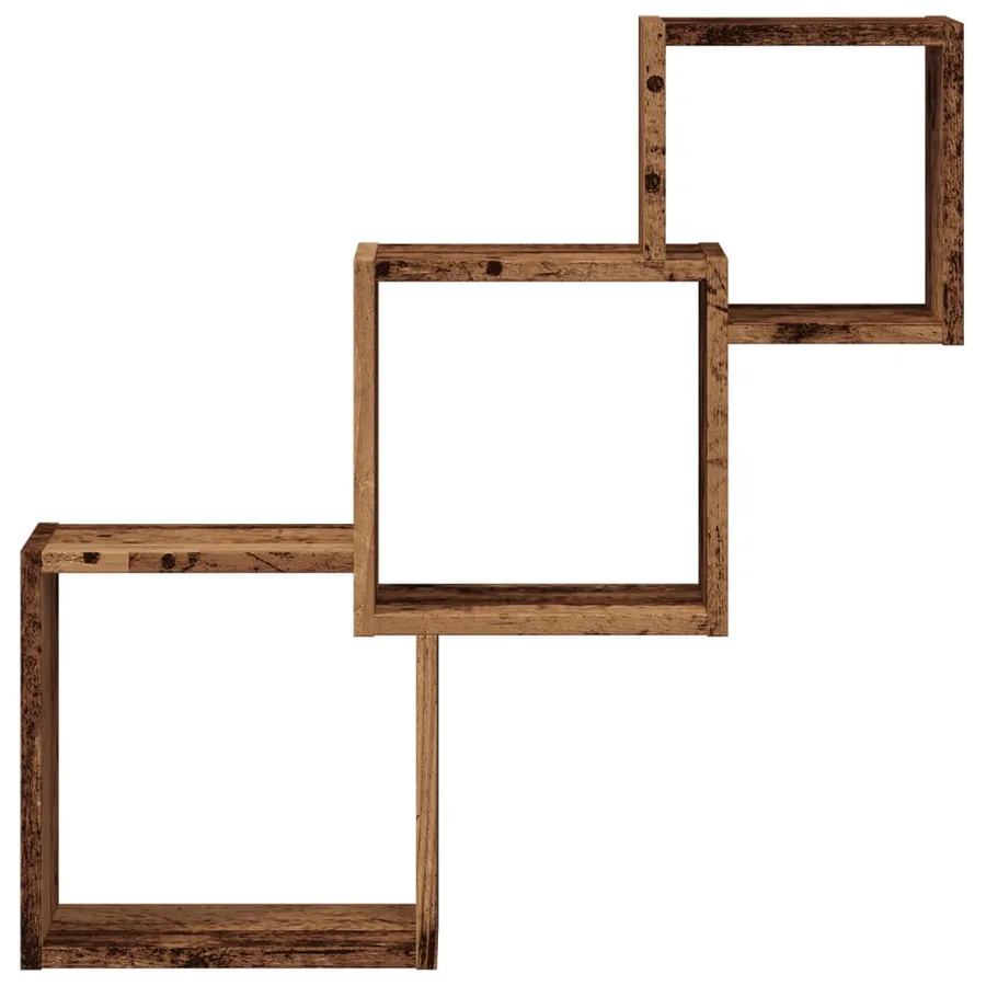 Étagère murale en forme de cube vieux bois bois d'ingénierie - 4