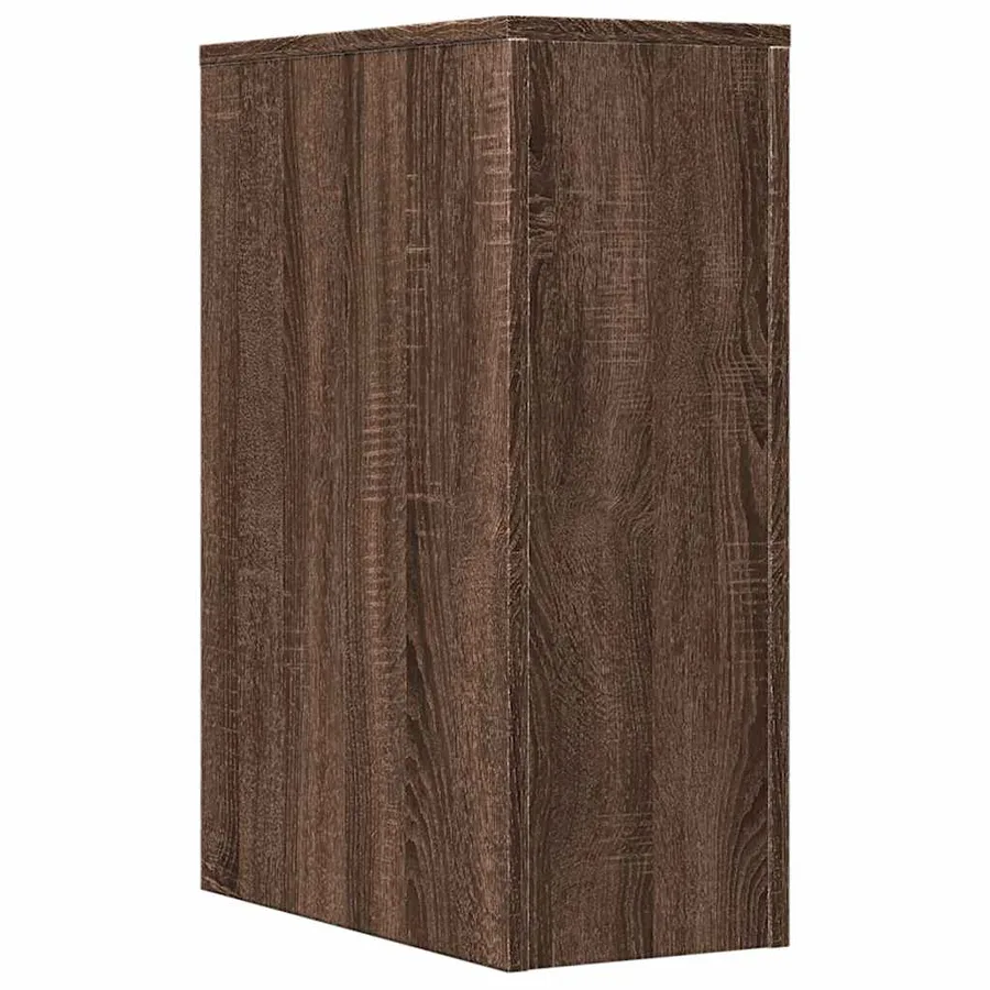 Armoire de salle de bain étroite avec roulettes chêne marron - 6