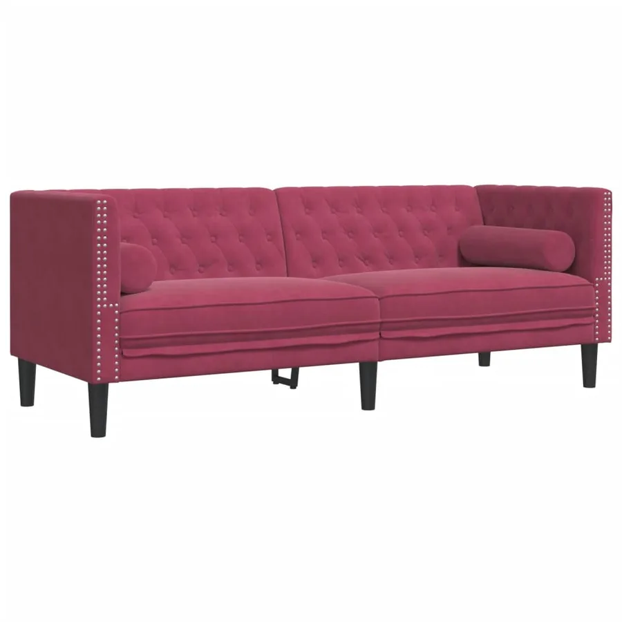 Ensemble de canapé Chesterfield et traversins 2 pcs velours - 4