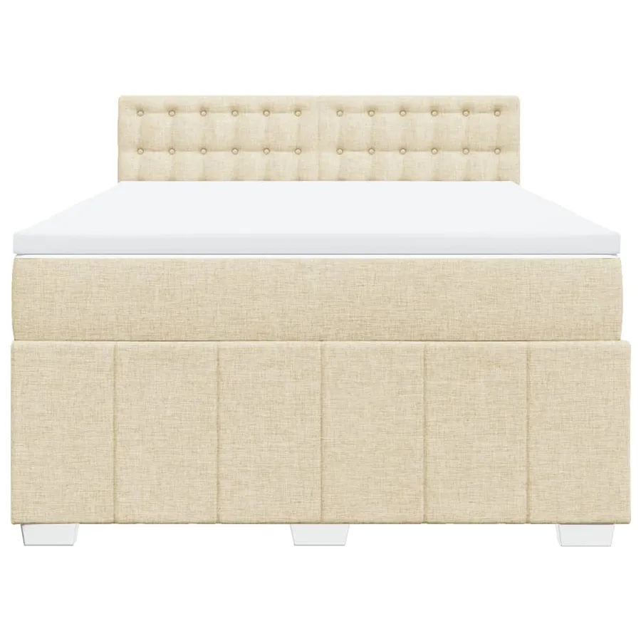 Sommier à lattes de lit avec matelas Crème 160x200 cm Tissu - 6