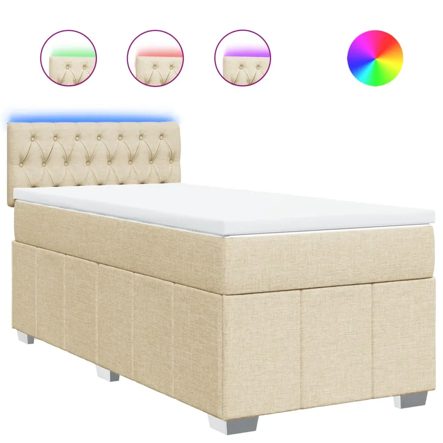 Sommier à lattes de lit avec matelas Crème 100x200 cm Tissu - 2