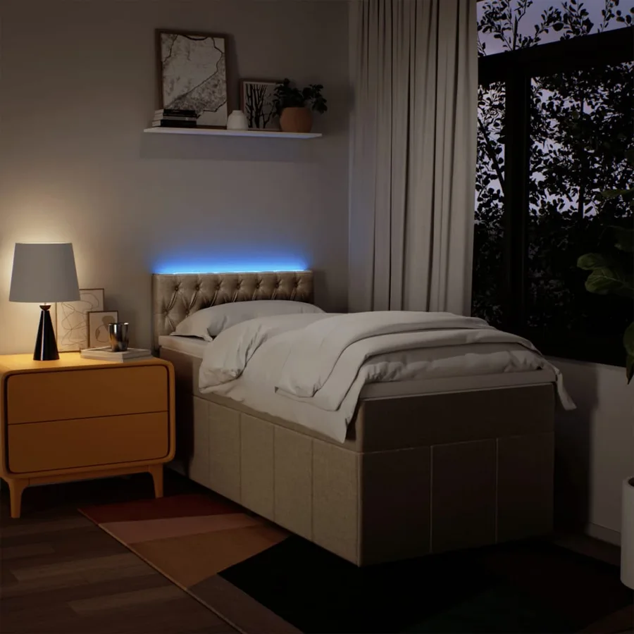 Sommier à lattes de lit avec matelas Crème 100x200 cm Tissu - 4