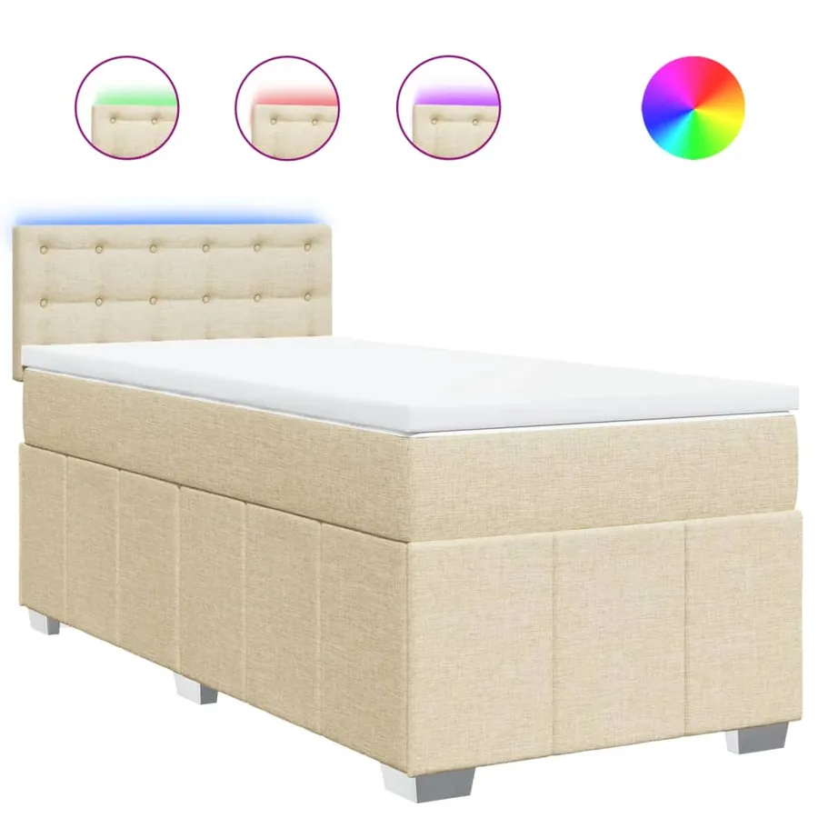 Sommier à lattes de lit avec matelas Crème 100x200 cm Tissu - 2