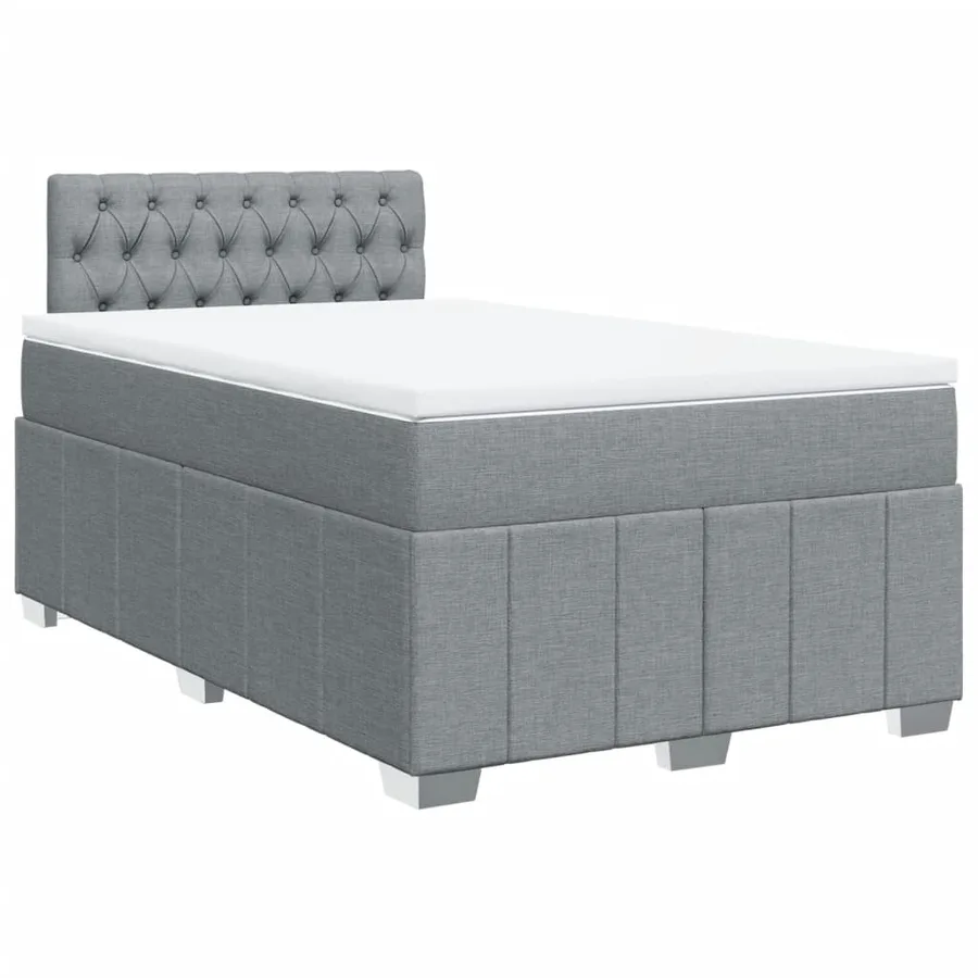 Sommier à lattes de lit et matelas gris clair 120x190 cm tissu - 3