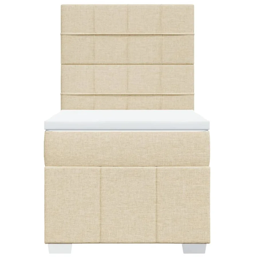 Sommier à lattes de lit avec matelas Crème 100x200 cm Tissu - 4
