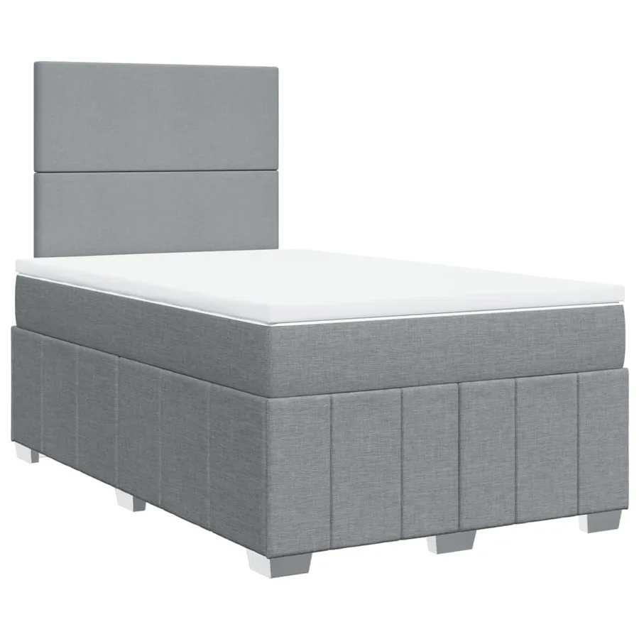 Sommier à lattes de lit et matelas gris clair 120x190 cm tissu - 2
