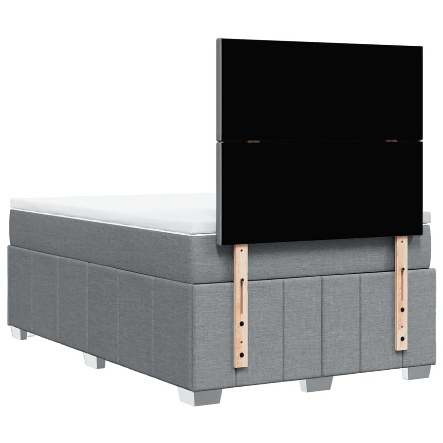 Sommier à lattes de lit et matelas gris clair 120x190 cm tissu - 6