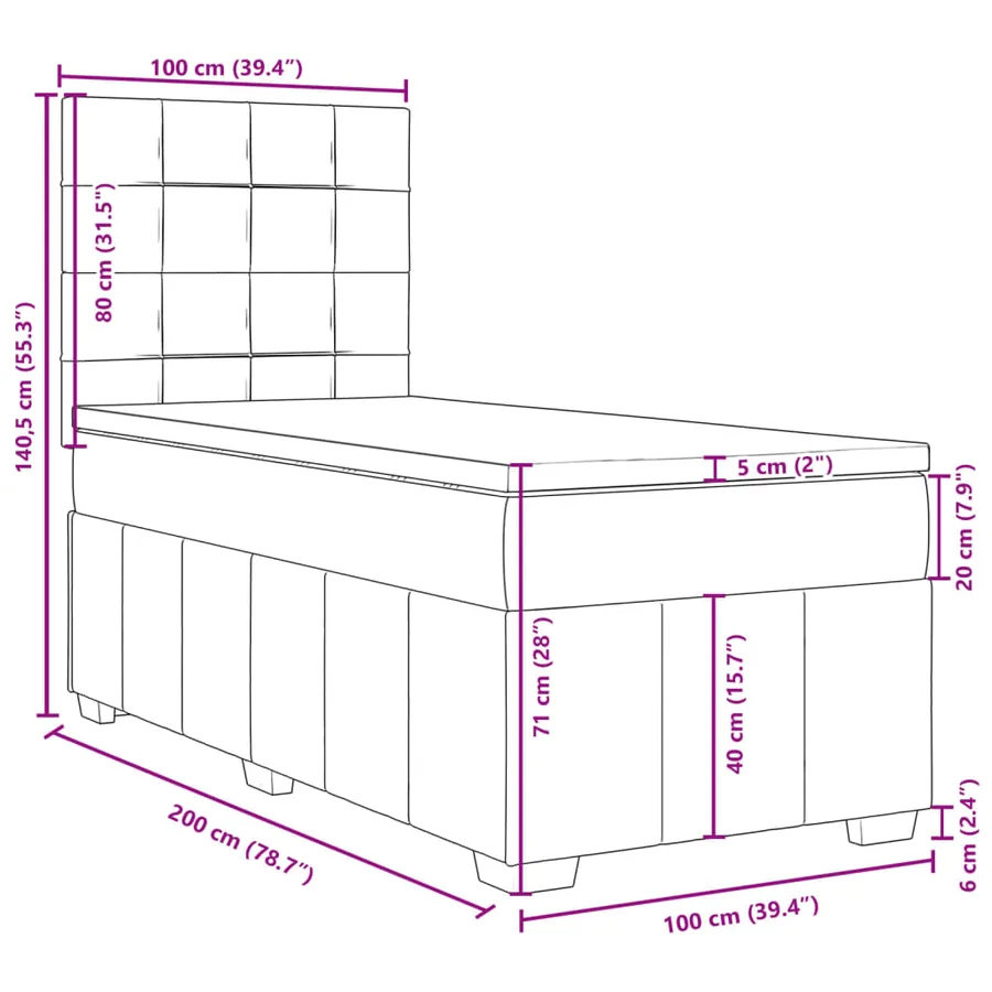 Sommier à lattes de lit avec matelas Crème 100x200 cm Tissu - 18